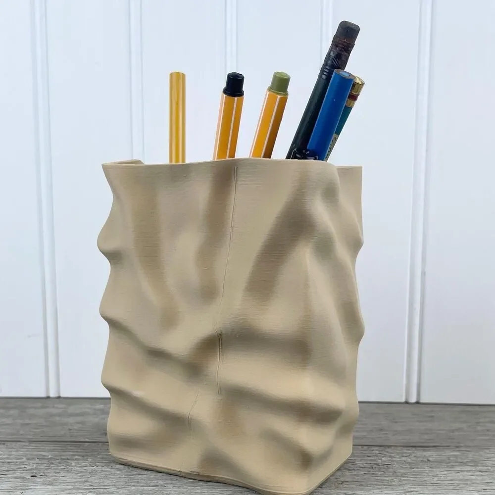Paper Bag Sack Vase, Papur C Vase, Flower Vase, Crumpled Sack